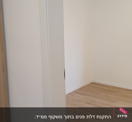 משקוף דלת לבן עם רצפת עץ